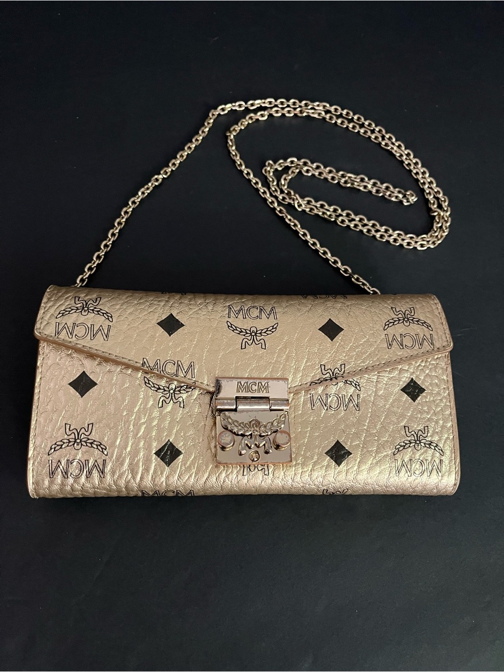 MCM Small Patricia Crossbody Wallet -  Metallic Gold Leather
